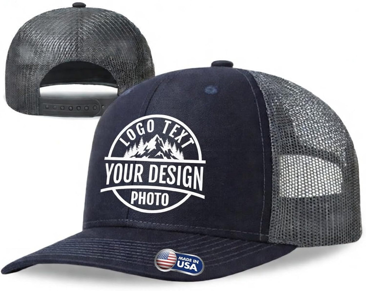 Bulk Custom Hats Design Your Own Trucker Hat with Logo Text, Customized Adjustable Baseball Cap for Men Women