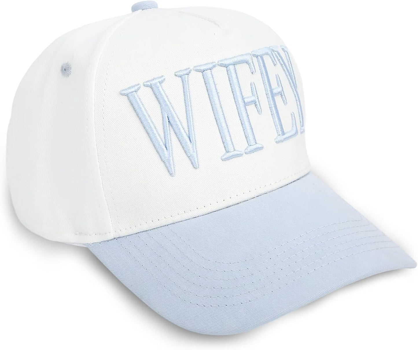 Embroidered Trucker Hat Adjustable Hat Wedding Bridal Shower Anniversary Engagement Gift Couple Cap White Blue