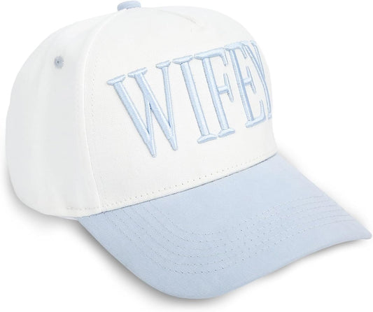 Embroidered Trucker Hat Adjustable Hat Wedding Bridal Shower Anniversary Engagement Gift Couple Cap White Blue