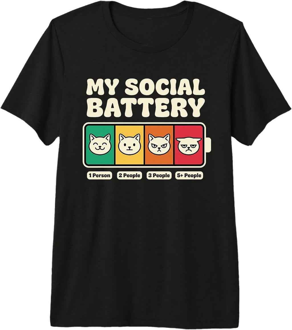Social Battery Introvert Cat Lovers Gifts Apparel