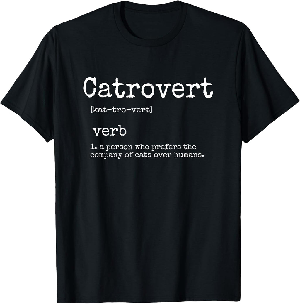Cat Gifts for Women Funny Cat Lover Catrovert T-Shirt