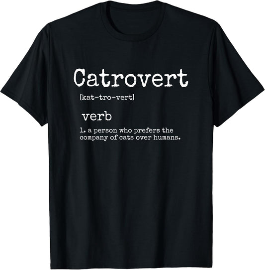 Cat Gifts for Women Funny Cat Lover Catrovert T-Shirt