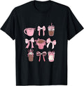 Cute Hot Iced Coffee and PInk Bows Girly Aesthetic