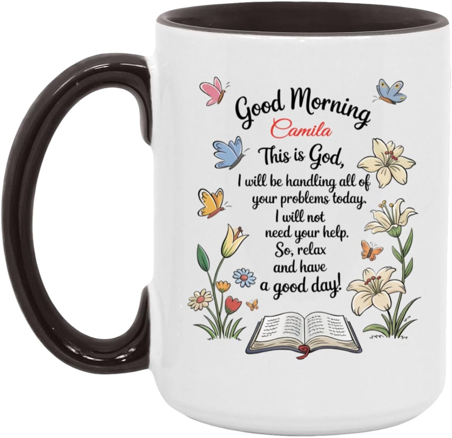 Personalized Good Morning This Is God Mug with Name Christian Floral Coffee Cup Gift for Women Men