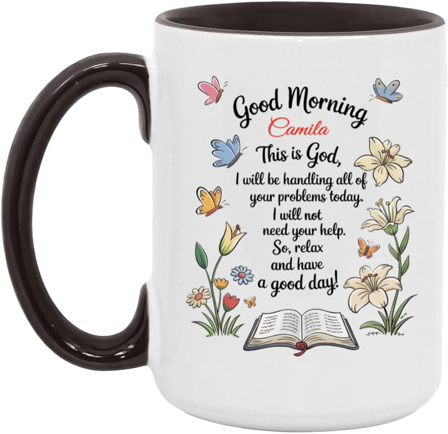 Personalized Good Morning This Is God Mug with Name Christian Floral Coffee Cup Gift for Women Men