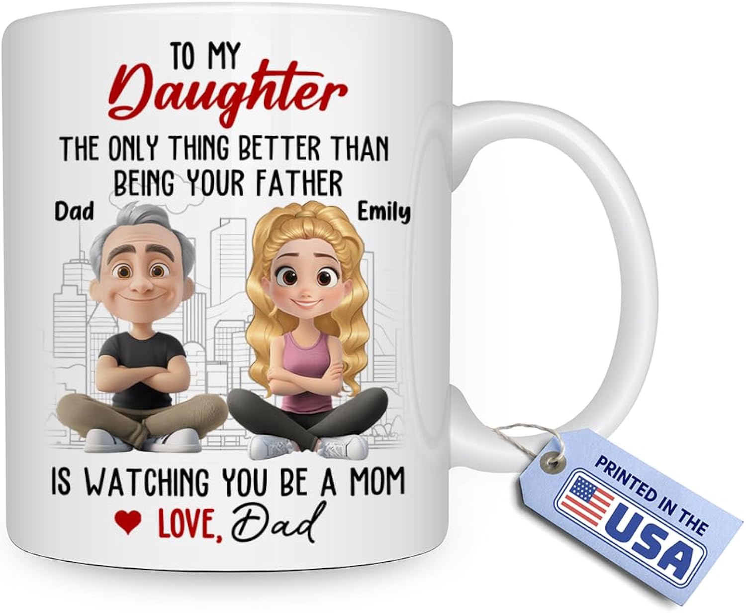 Wrappiness Dad And Daughter Personalized Coffee Mug - Watching You Become A Mom, Thoughtful Gifts for Daughter from Dad, Birthday Mothers Day Gift from Father