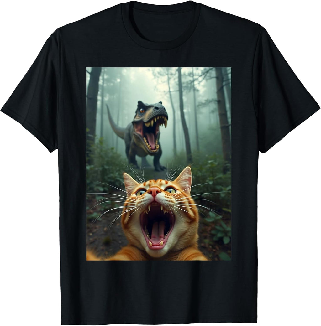 Cat Selfie T Rex Dino