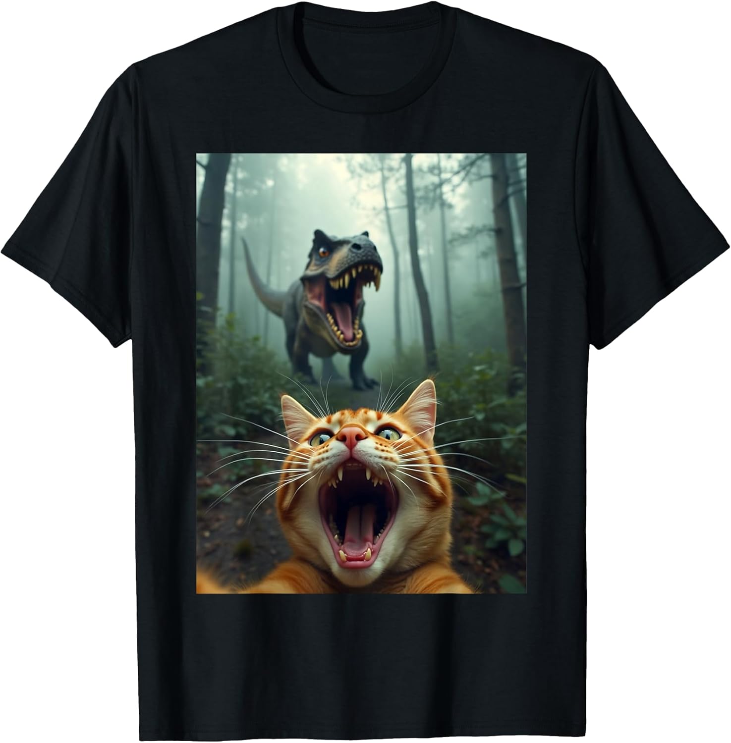 Cat Selfie T Rex Dino