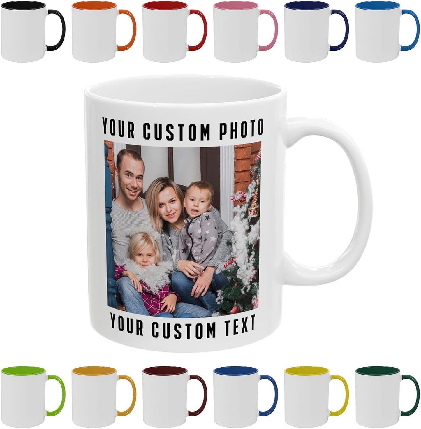 Personalized Coffee Mug with Photo, Logo or Text - Customized Gift Idea for Men & Women, Mom, Dad, Friends - Christmas Birthday Valentines Gifts, Party Favors Tea Cup - White