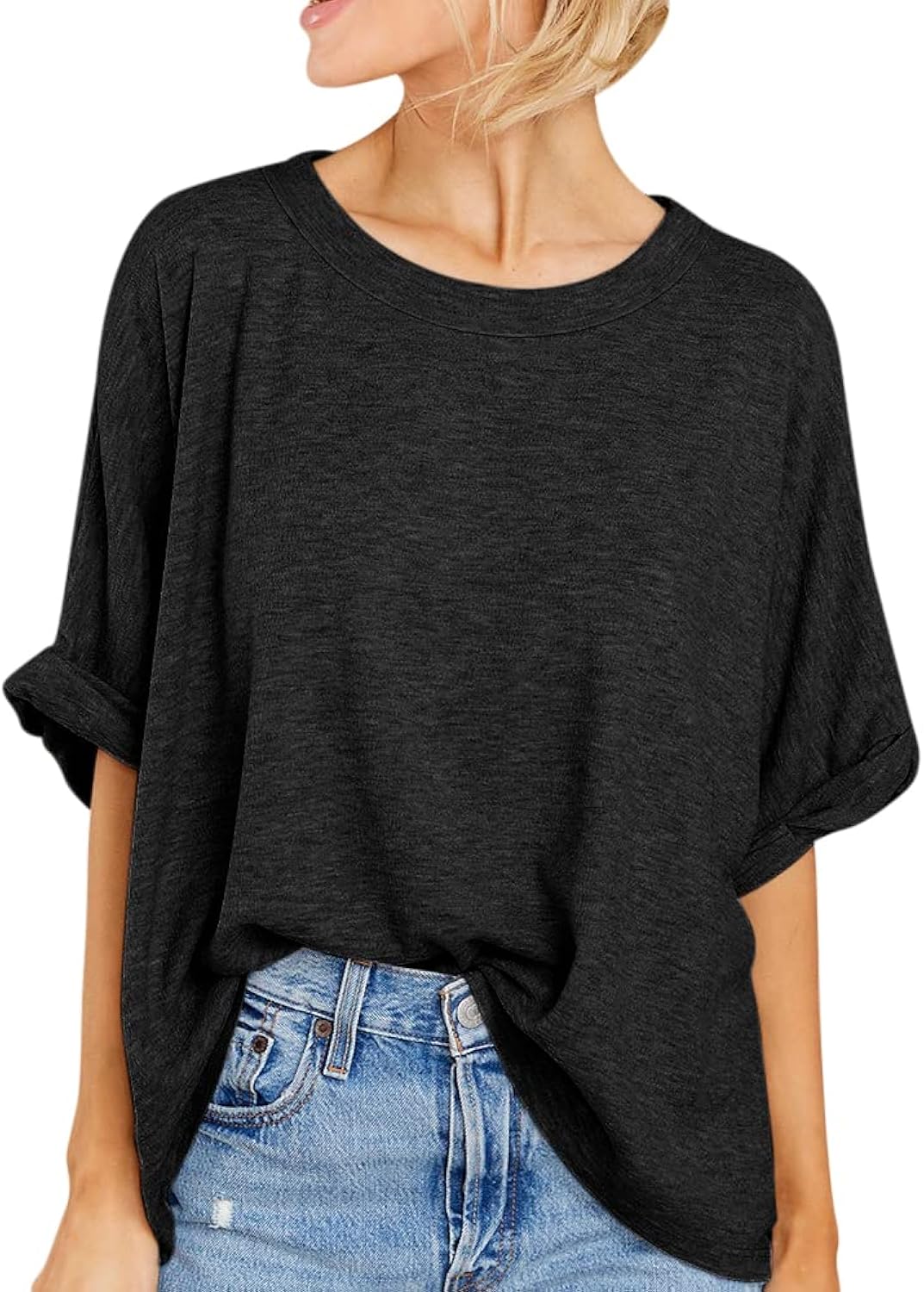 Women Oversized T-Shirt Summer Casual Short Sleeve Loose Tee Tops