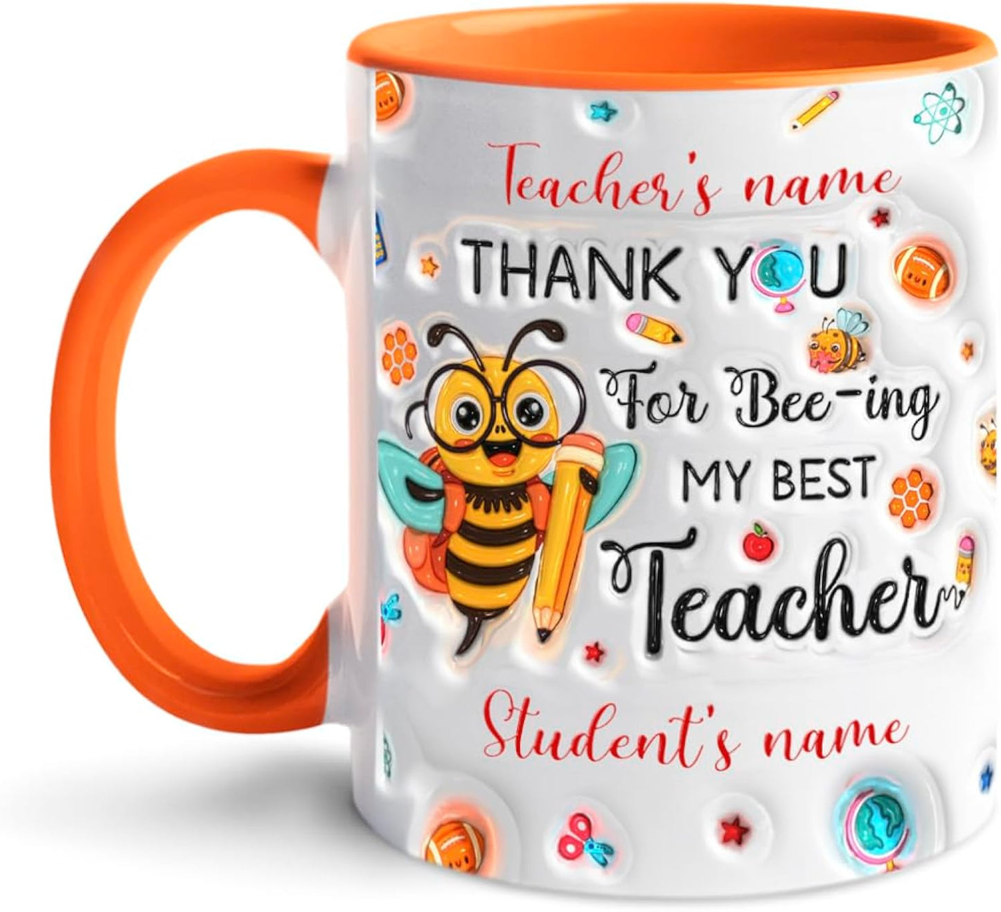 Personalized Teacher Mug - 11oz White Ceramic Accent Cup, Custom Name, Teaching Gift for Teachers Day