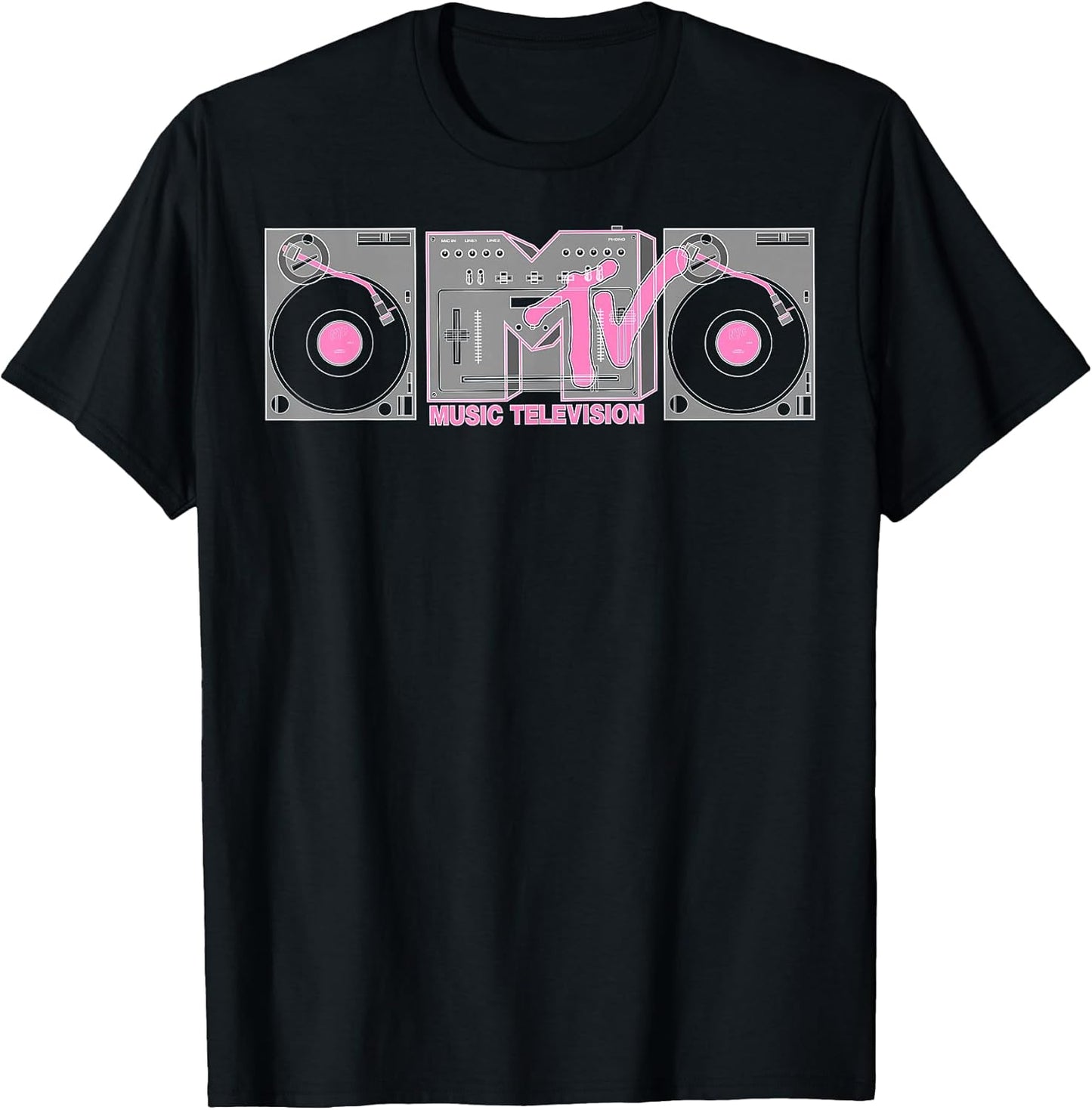 Retro Pink and Gray Boombox Logo Graphic T-Shirt T-Shirt