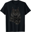Realistic Cute Maine Coon cat Sitting for Lovers Animals T-Shirt