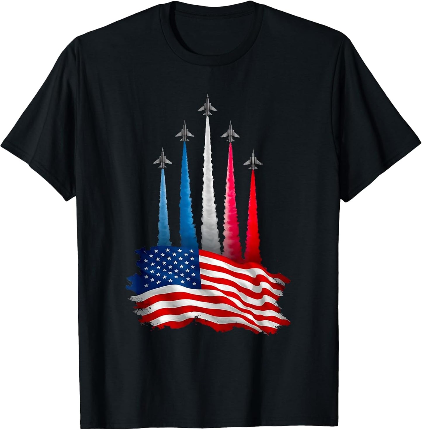 Fighter Jet Airplane USA Flag 4th Of July Freedom