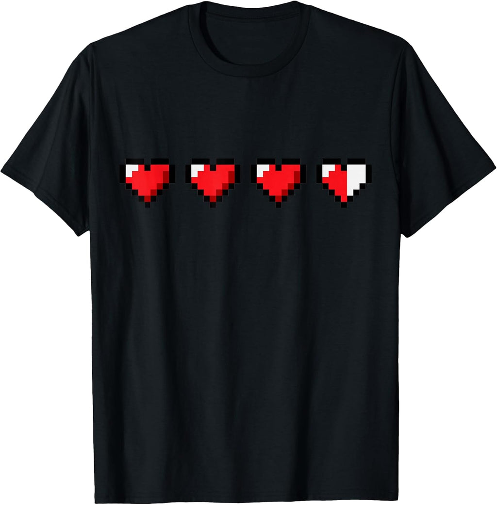 Retro Video Game Pixel Heart Health Bar 80s 90s Gamer Gaming T-Shirt