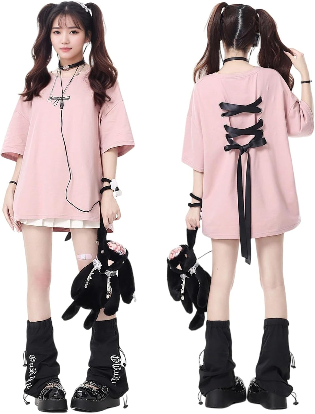 Y2K Kawaii Oversized Gyaru T-Shirt Girls Harajuku Aesthetic Tees Women Cute Pink Shirts Plus Size Cosplay Party