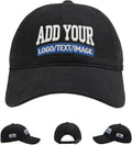 Custom Embroidered & Printed Hats for Men Women - Personalized Baseball Cap with Your Logo/Text, Vintage Dad Hat Style (Black)