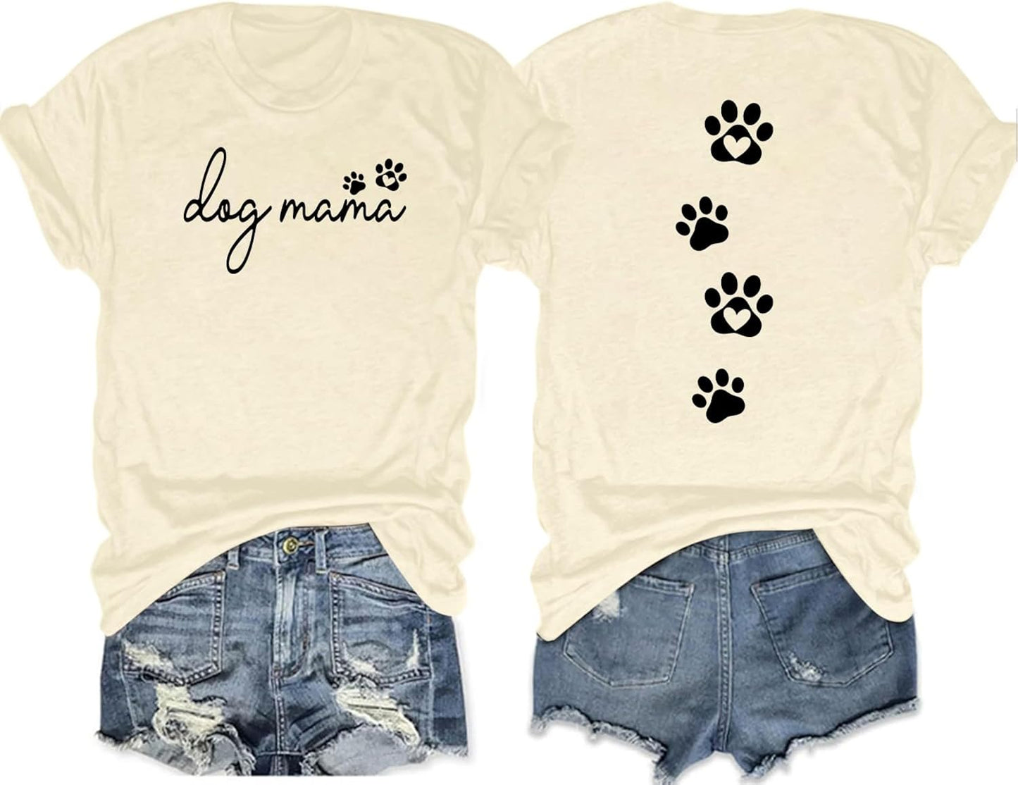 Mama Shirt Dog Mom Shirt Funny Dog Paw Graphic Letter Tee Shirts with Pockets Pets Lover Short Sleeve Tops