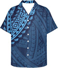 Men's Polynesian Tribal 3D Print Casual Button Down Short Sleeve Cuba Collar Shirt