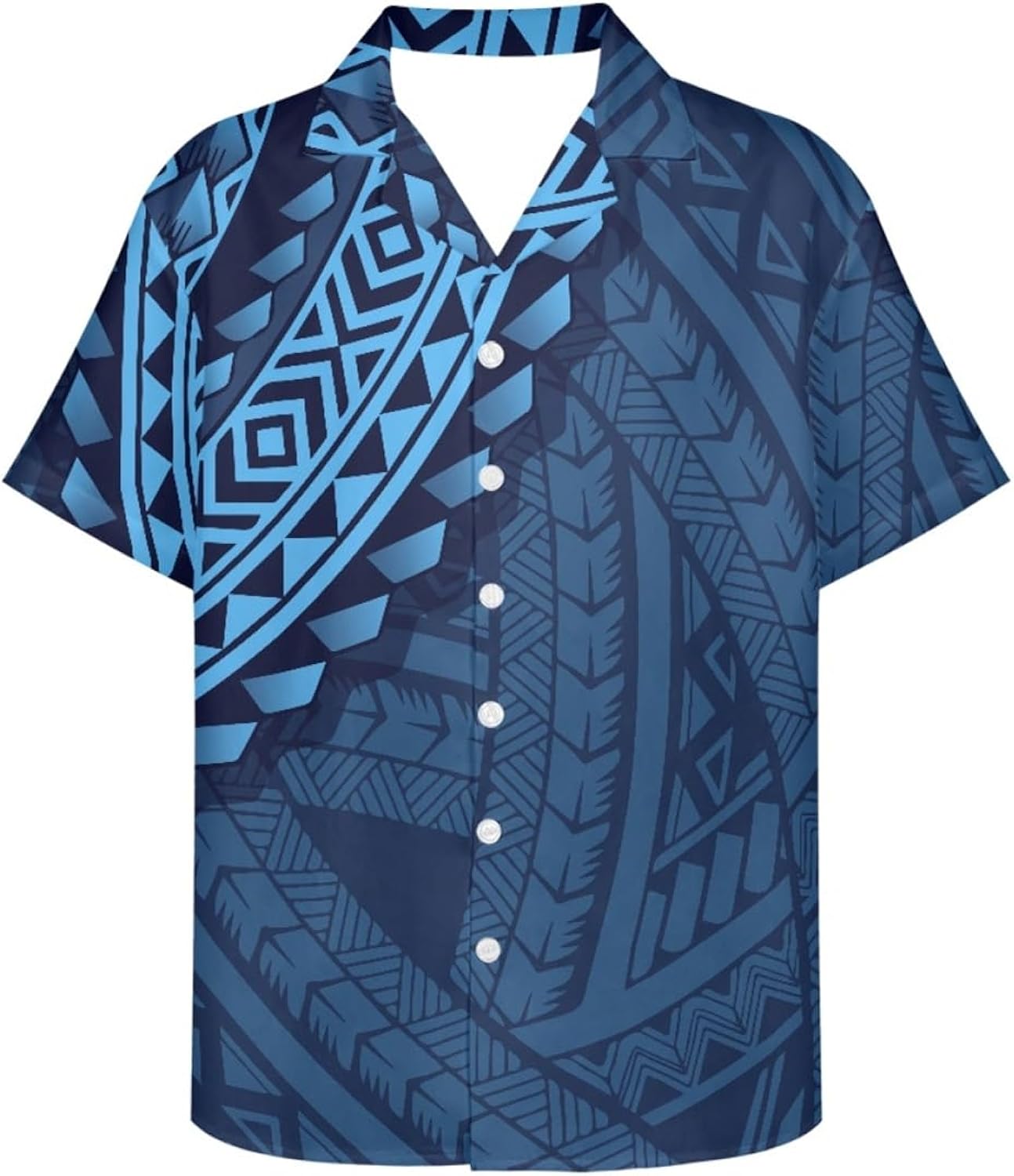 Men's Polynesian Tribal 3D Print Casual Button Down Short Sleeve Cuba Collar Shirt
