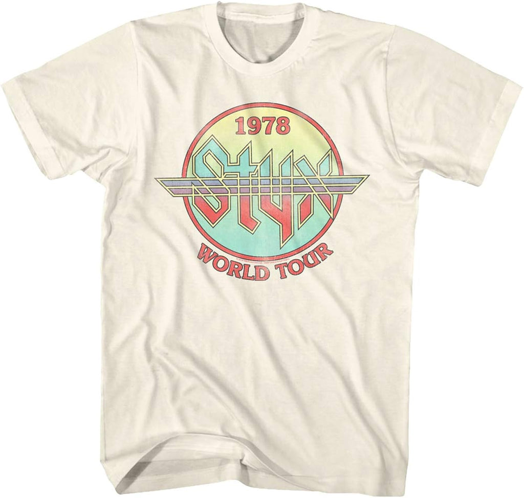 Styx Circle 1978 World Concert Tour Music American Rock Band Adult T-Shirt 70s Graphic Tee