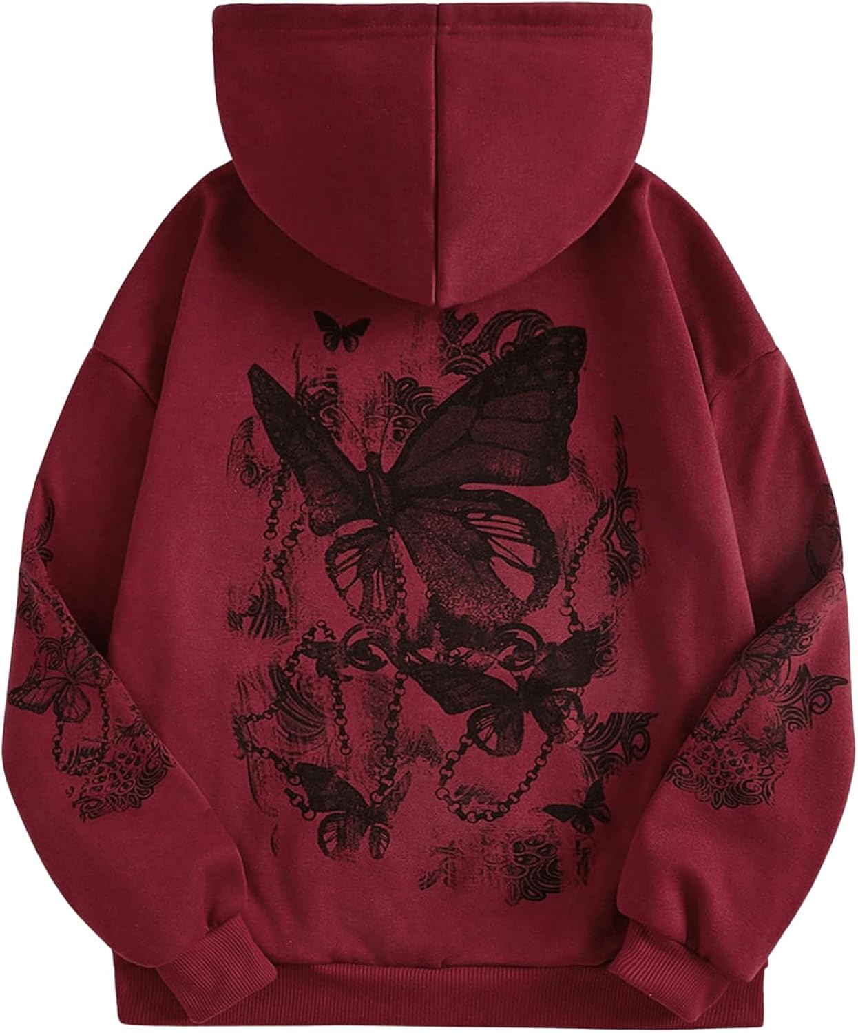 Women's Graphic Hoodies Heart Print Drawstring Long Sleeve Pocket Sweatshirt Pullover Tops
