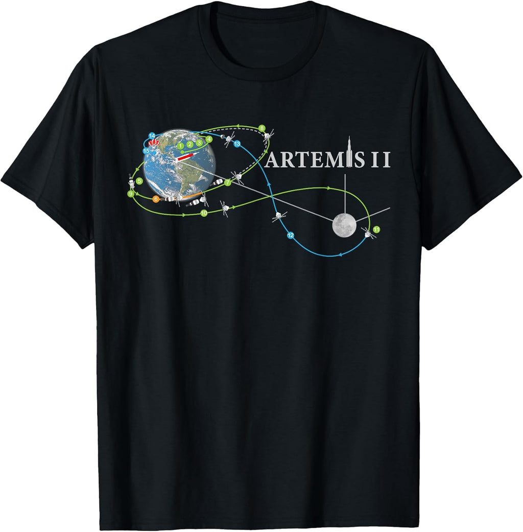 Artemis 2 Route Map SLS Rocket Launch Mission To The Moon T-Shirt