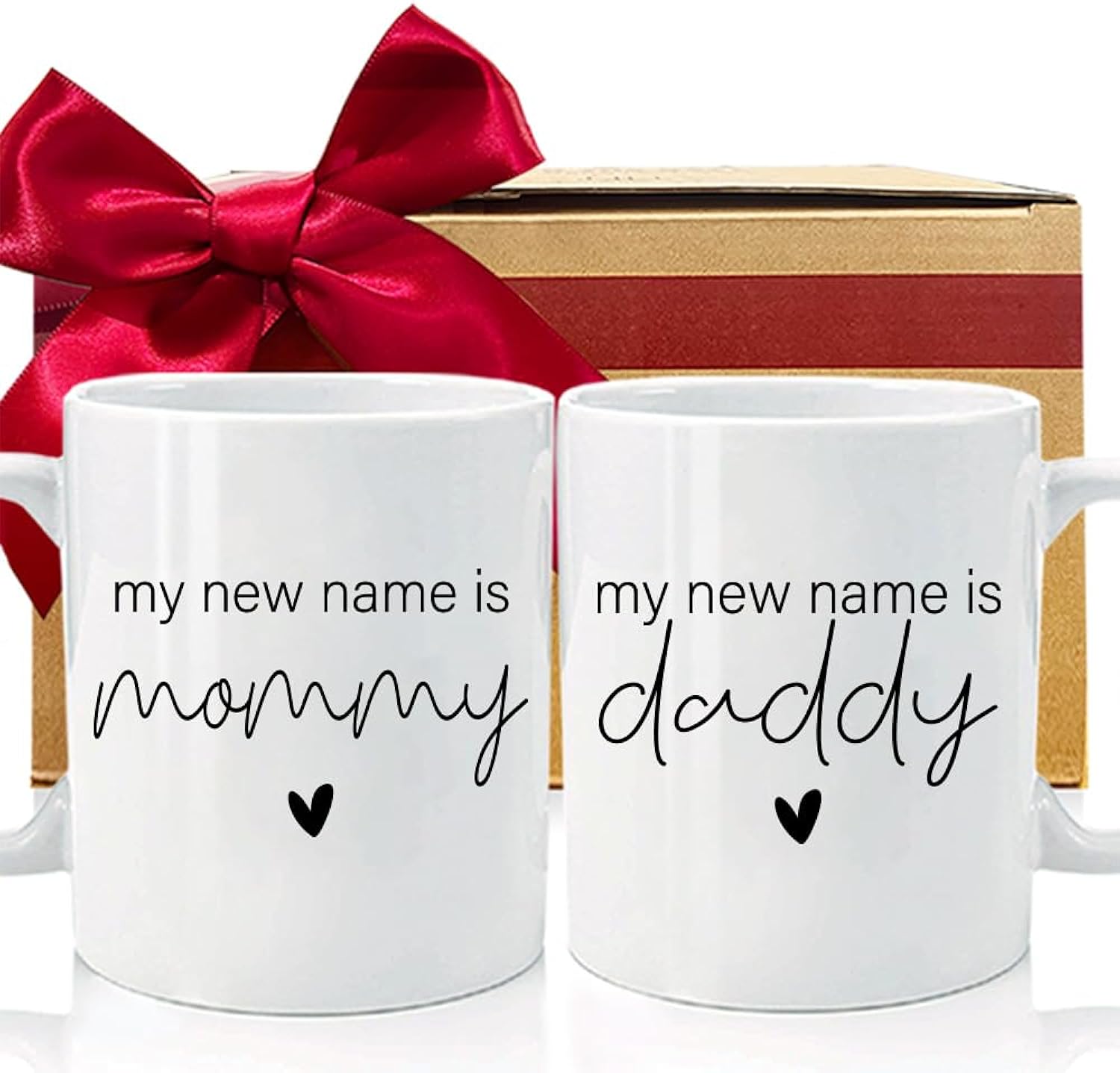 My New Name is Mommy Daddy 2026 New Dad Mom Pregnancy Announcement Gifts for Parents to Be, EST 2026 First Time Mom Dad to Be Mugs Set Gift, Mothers Farthers Valentine Mug Gift for Parents