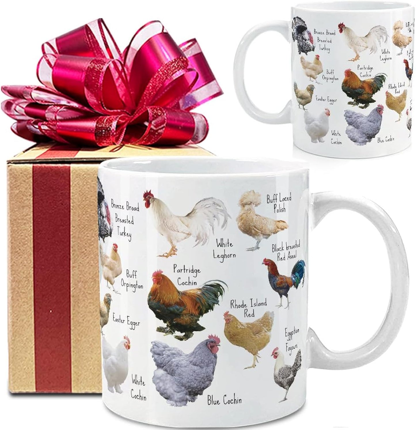 VLUG Breeds of Chickens Mug Gifts for Chicken Lover Women, Chicken Mom Gifts, Mothers Day Gift, Chicken Mug Gifts for Chicken Owners, Chicken Themed Gifts for Girls Women, Farmhouse Mug Birthday Gift