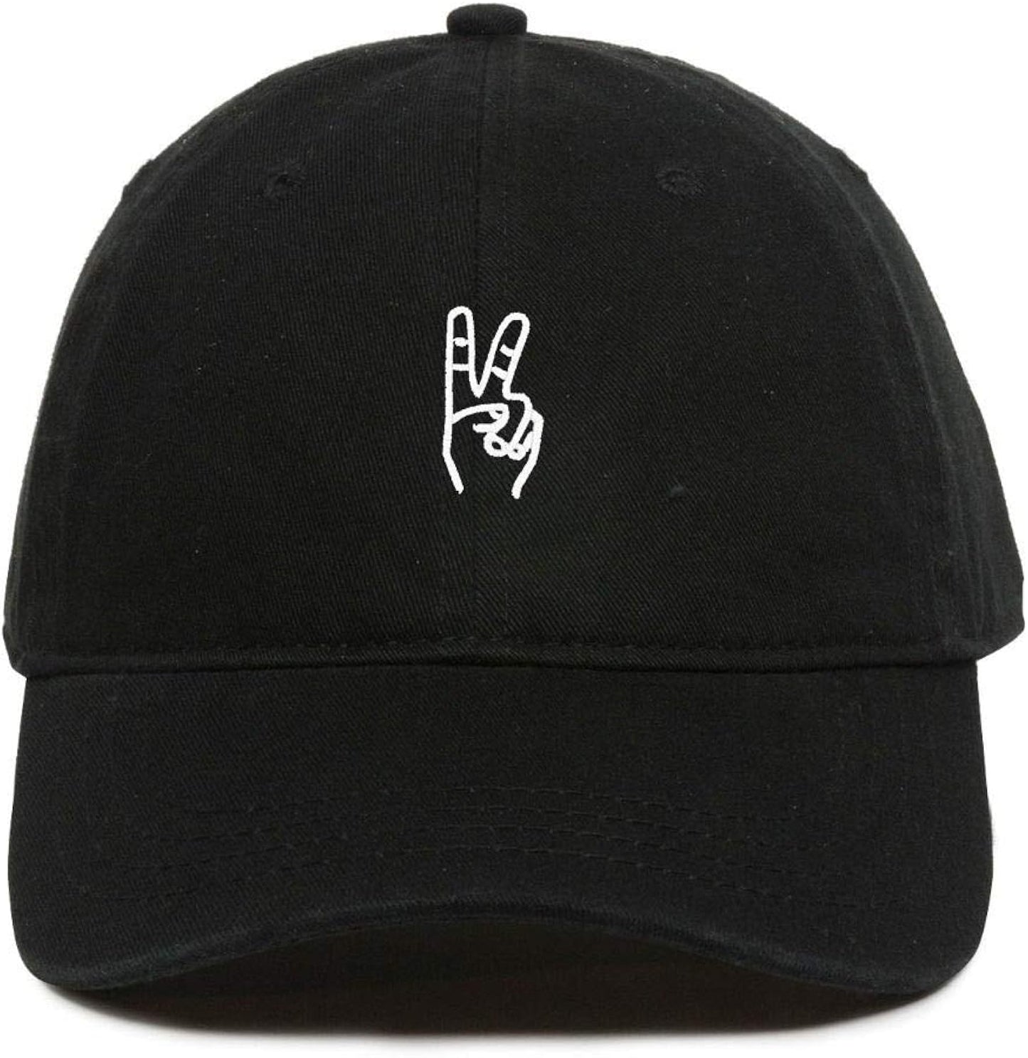 Peace Sign Baseball Cap Embroidered Cotton Adjustable Dad Hat
