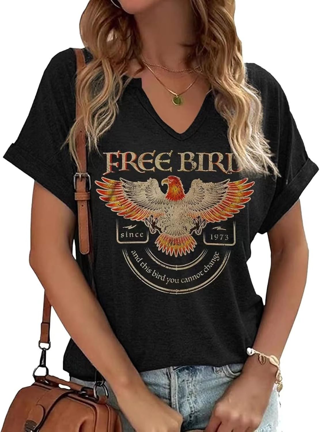 Vintage Rock Band T Shirt for Women Fashion Musical Tees Casual Sexy Notched V-Neck T Shirts Country Music Short Sleeve Tees…