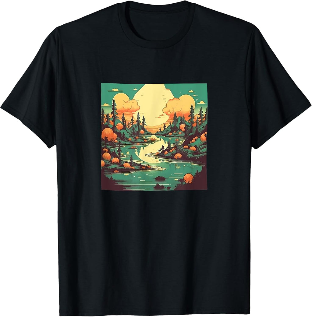 Lake With Floating Islands Vintage Landscape Merch