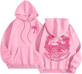 Palm Puff Hoodie for Women, Cute Palm Pink Graphic Pullover Sweatshirt