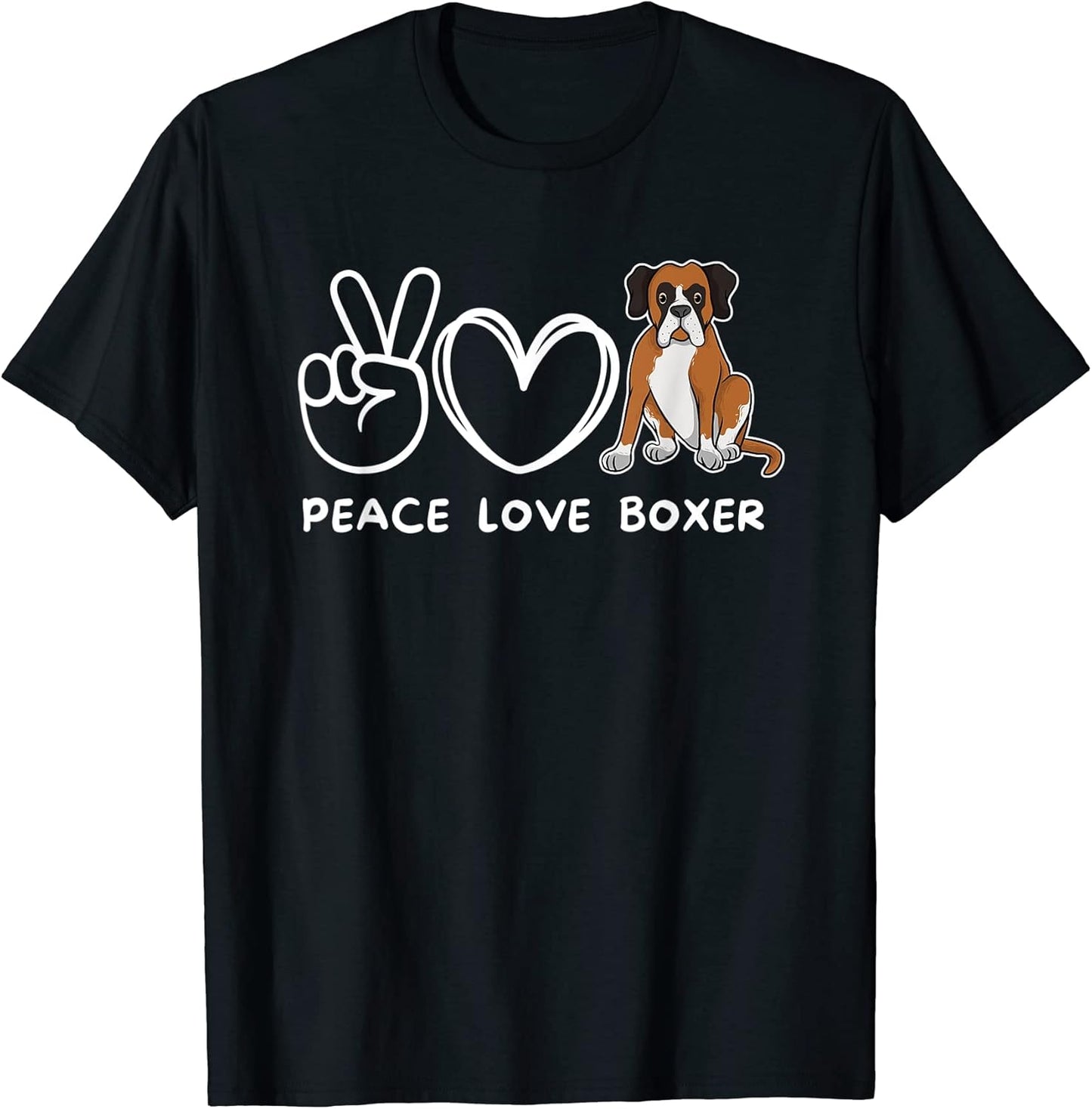 Peace, Love Boxer Dog Retro Boxer Dog Lover T-Shirt