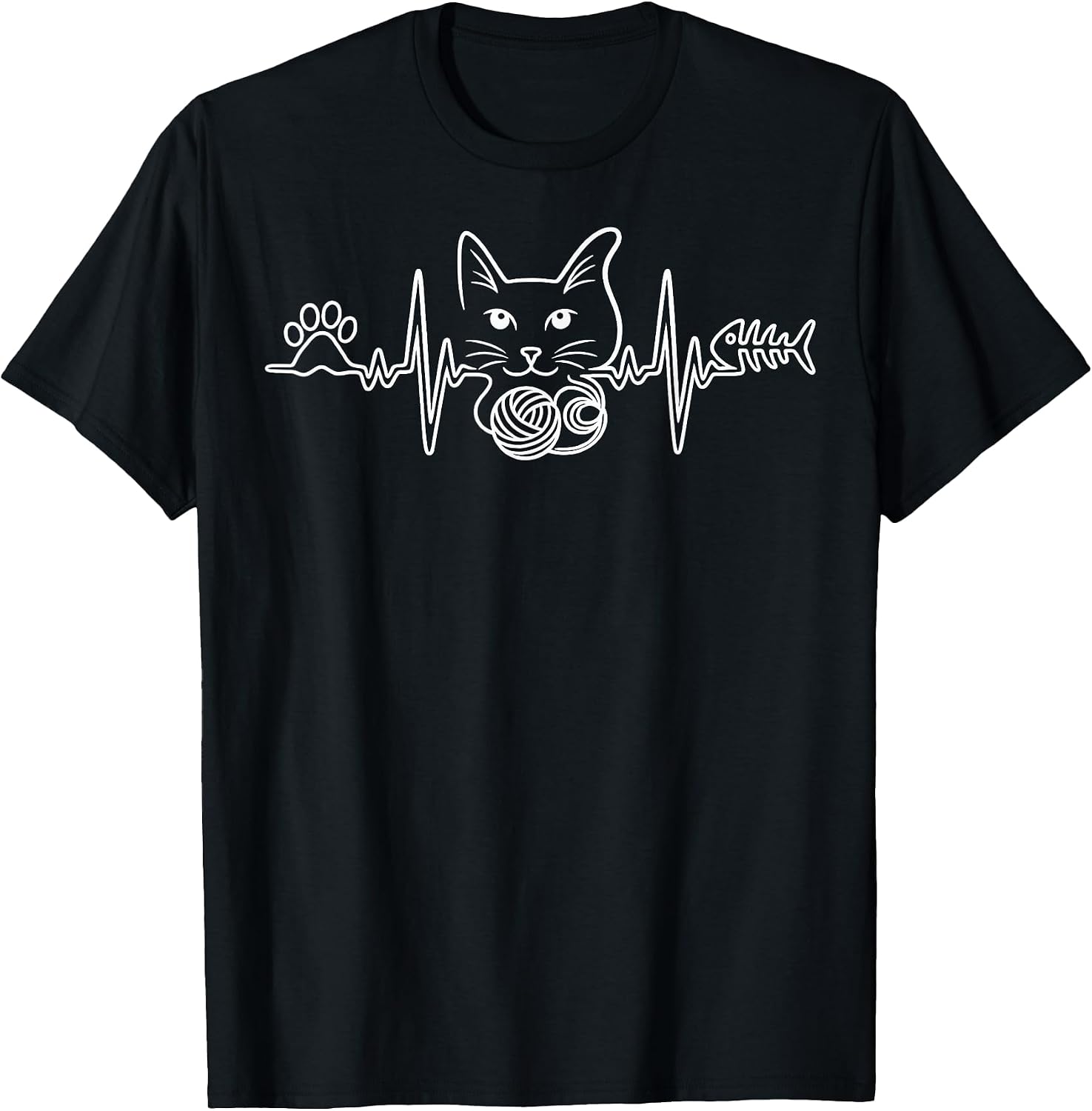 Heartbeat Cat Funny Kitty Gift For Cat Mom Cat Dad Cat Lover T-Shirt