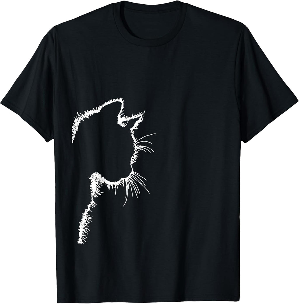 Cute Cat Mom Dad Lover Motif Design Silhouette Drawing T-Shirt