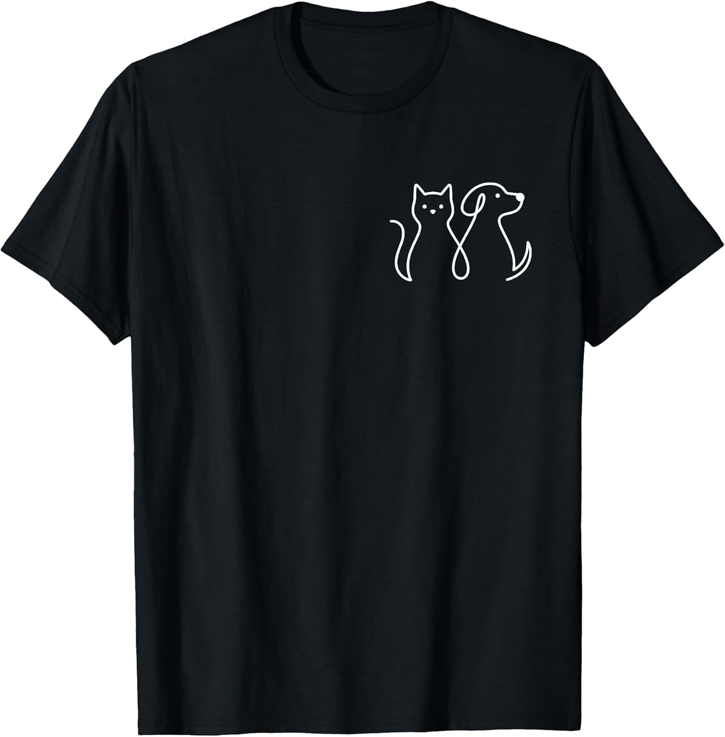 Cat and Dog Pocket Animal Lover Funny Pet Cute Cat Dog Art T-Shirt