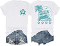 Hawaiian Beach T Shirts for Women Hibiscus Flower Palm Tree Shirt Tropical Graphic Tees Summer Beachy Vacation Tops