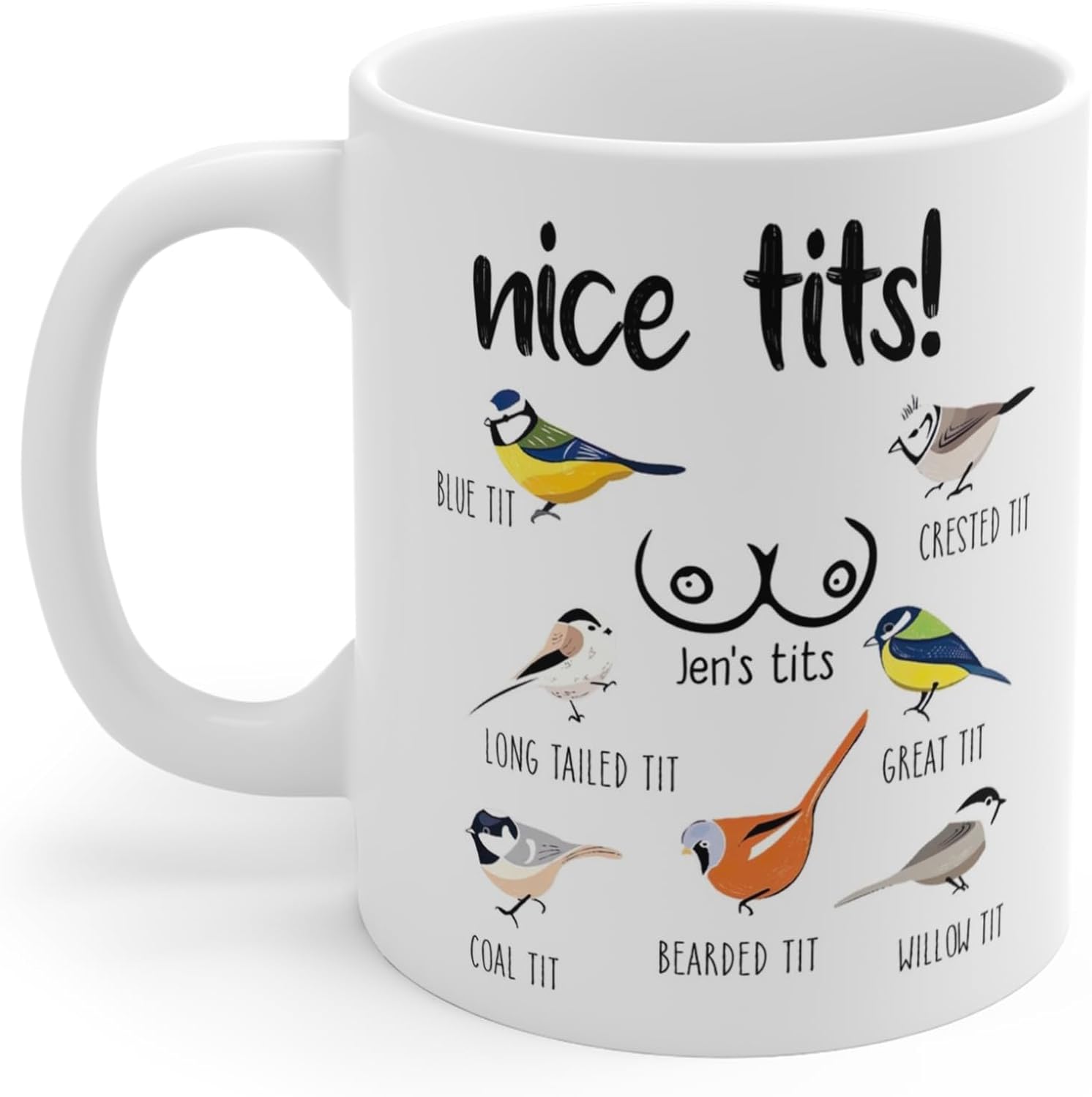 Nice Tits Mug Bulk Gifts Exchange Gift Coworkers Work Besties Boss Men Women Couple Gifts Birds Pun Custom Name Funny Bird Mug, Funny Gift For Bird Lover, Great Tits 11Oz 15Oz Coffee Cup