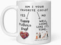 Custom Am I Your Favorite Child Mug - Personalized Funny Mothers Day Coffee Cup, Novelty Ceramic Mug for Mom Birthday, Full of Surprises Gift for Mom from Kids