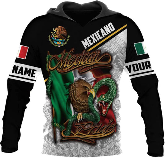 Personalized Name Mexico 3D Shirts Unisex 3D All Over Printed Sportwear Hoodie, T Shirt, Zip Up Hoodie, Sweatshirt for Men Women Adult/Kid Full Size S-5XL TD3698 Multicolor
