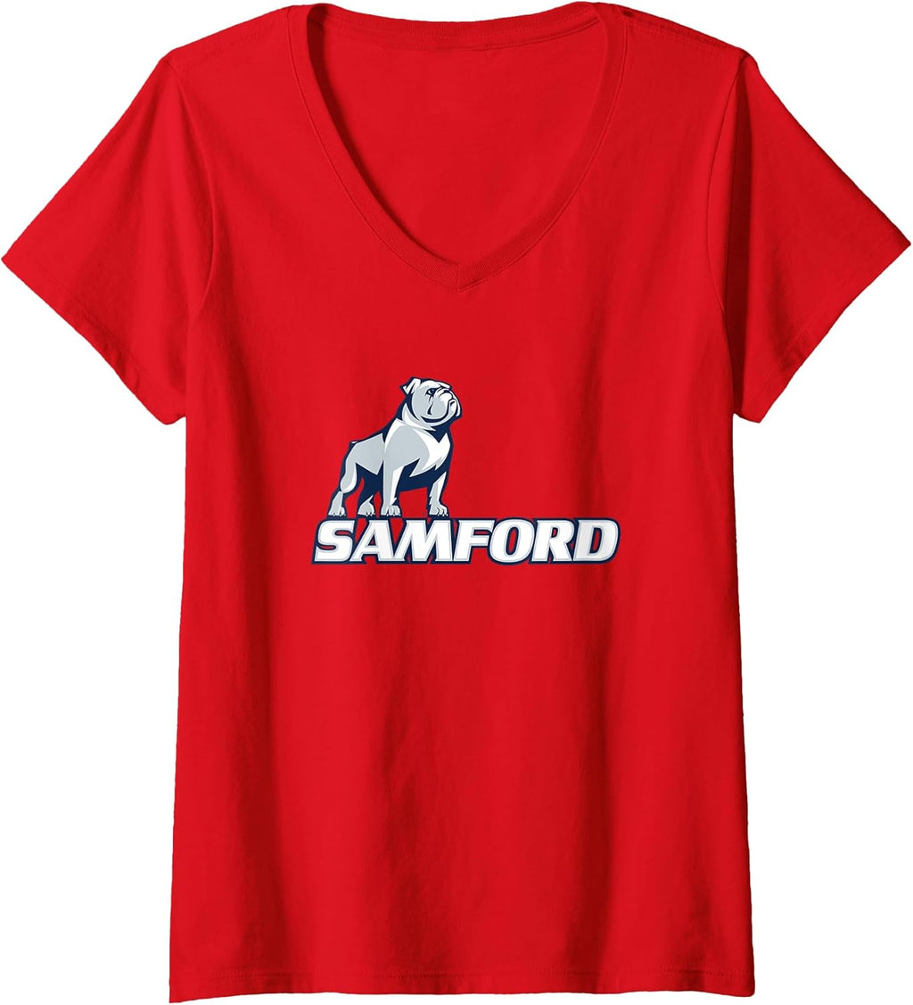 Womens Samford Bulldogs |NCAA Official University Merch | PPSAM01 V-Neck T-Shirt