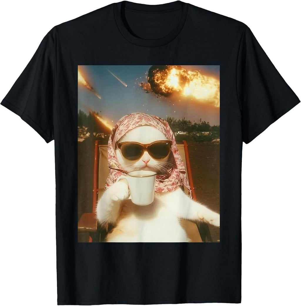 Cool Cat Volcano Funny Meme Cat Lover Men Women
