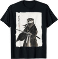Otter Samurai Janpanese Vintage Warrior Art Anime Graphic T-Shirt