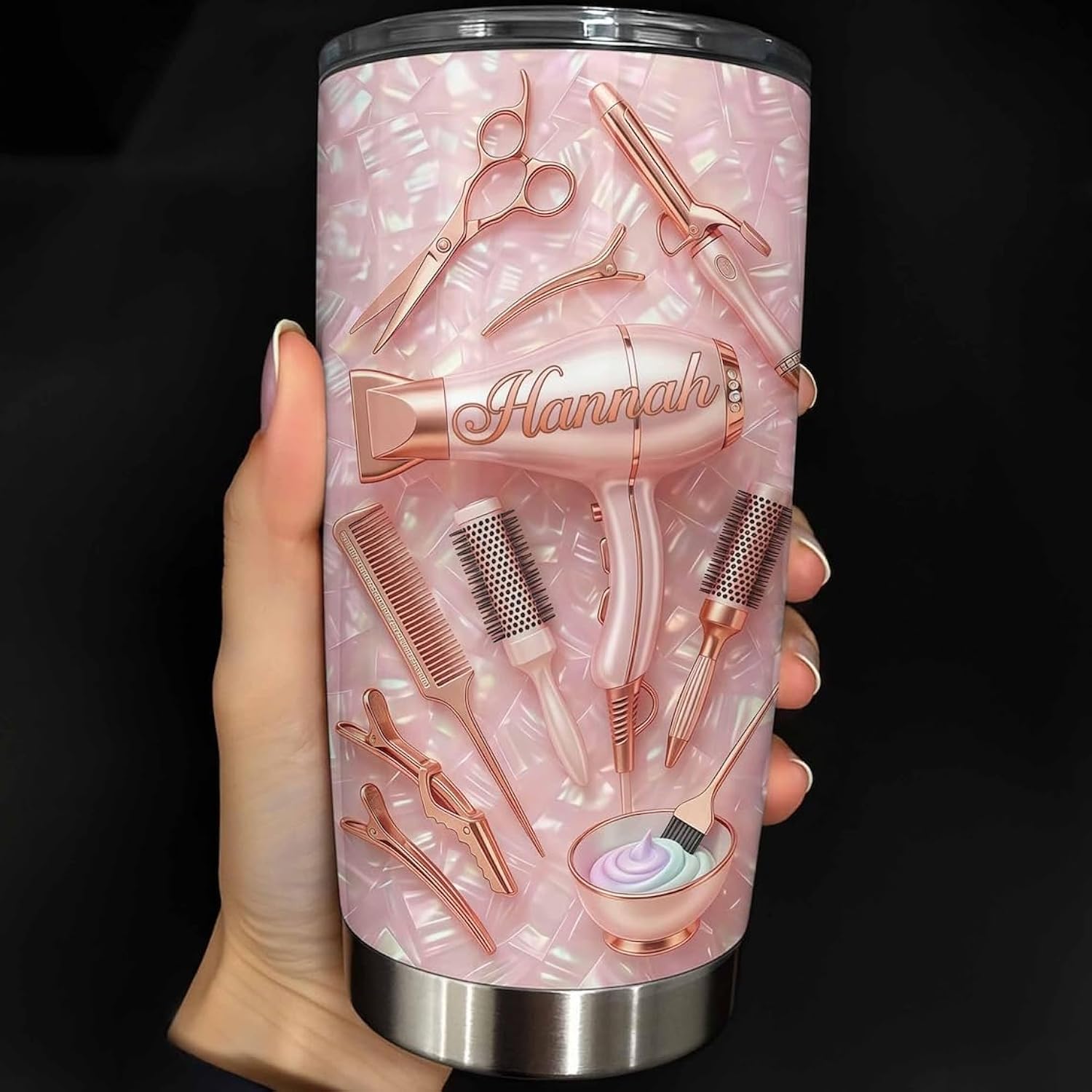 Personalized Personalized Hair Stylist Pink Tumbler, Custom Name Salon Coffee Cup, Hairdresser Gift, Cosmetologist Mug, Beauty Lover Gift, Cosmetology Graduation Gifts