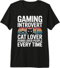 Cat Lover Gaming Introvert Retro Sunset