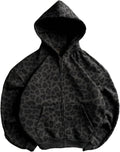 Y2k Grunge Leopard Zip Up Hoodie Women Men Streetwear Jacket Oversized Emo Goth 2000s Graphic Hoodie