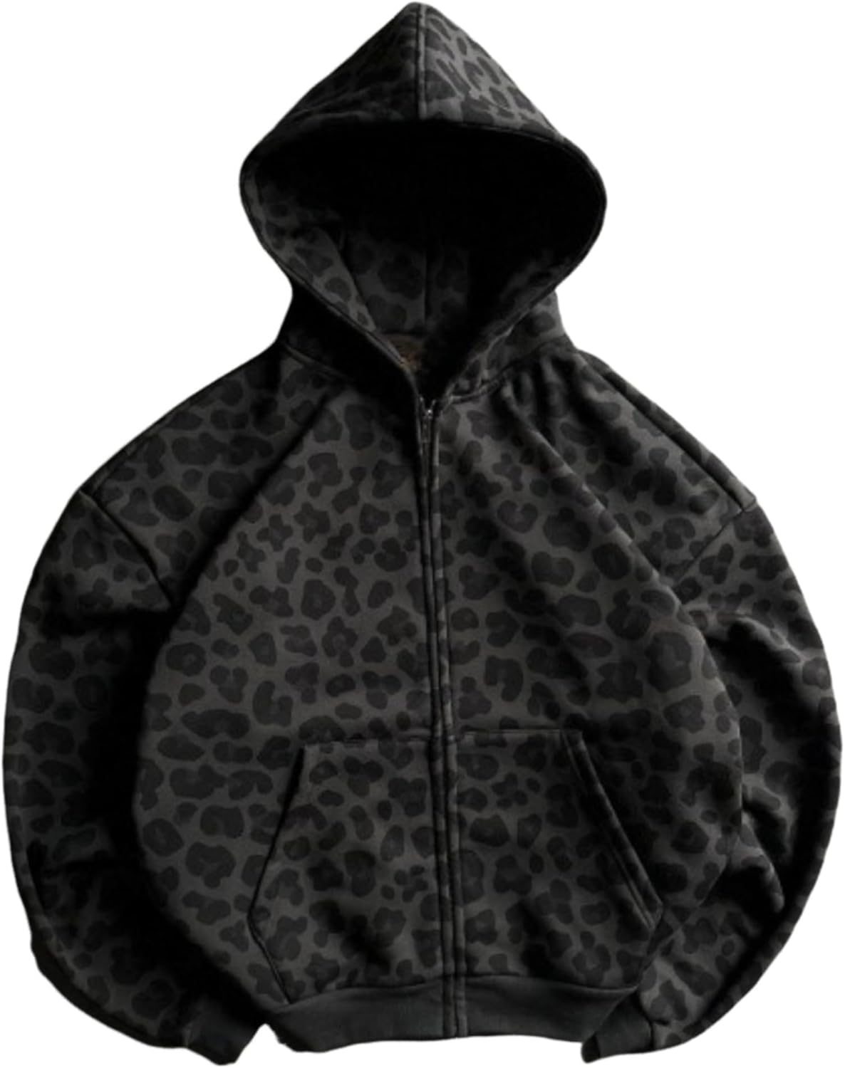 Y2k Grunge Leopard Zip Up Hoodie Women Men Streetwear Jacket Oversized Emo Goth 2000s Graphic Hoodie