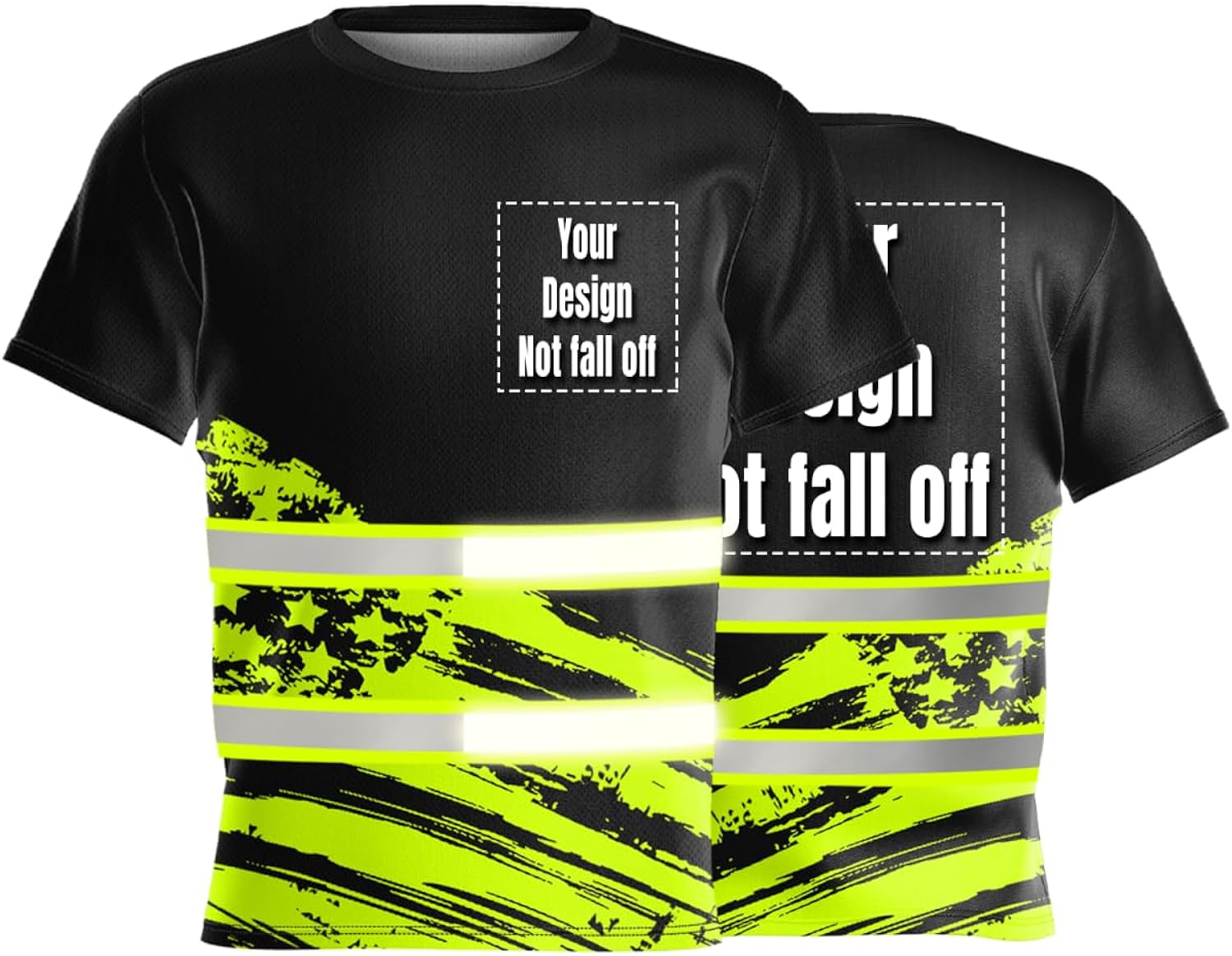 Hi-Vis Safety T-Shirt Customize Logo US Flag Reflective Security Shirts Team Work Uniform