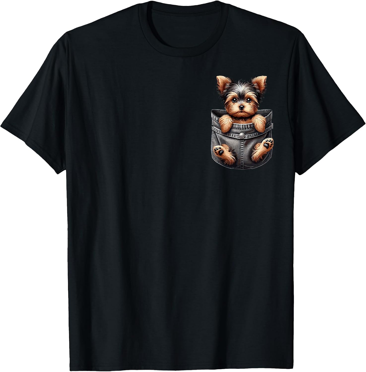 Puppy Yorkshire Terrier in Your Pocket Peeking Dogs Lover T-Shirt